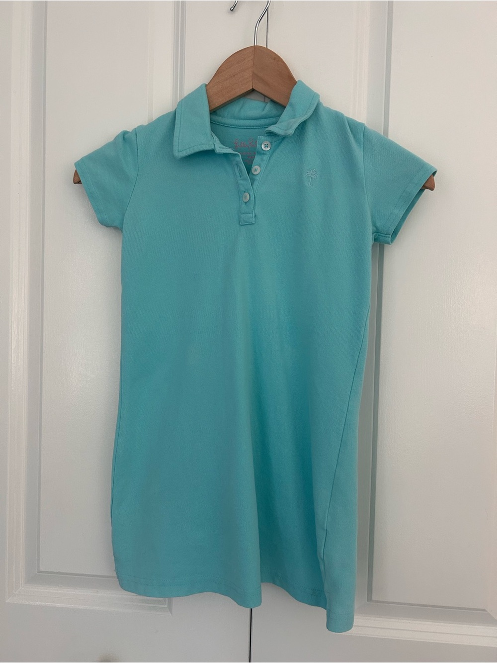 Lilly Pulitzer teal polo collared shirt dress short sleeve size 6-7